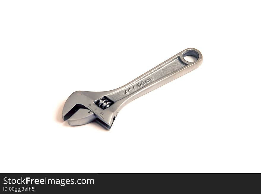 A metal wrench isolated on white