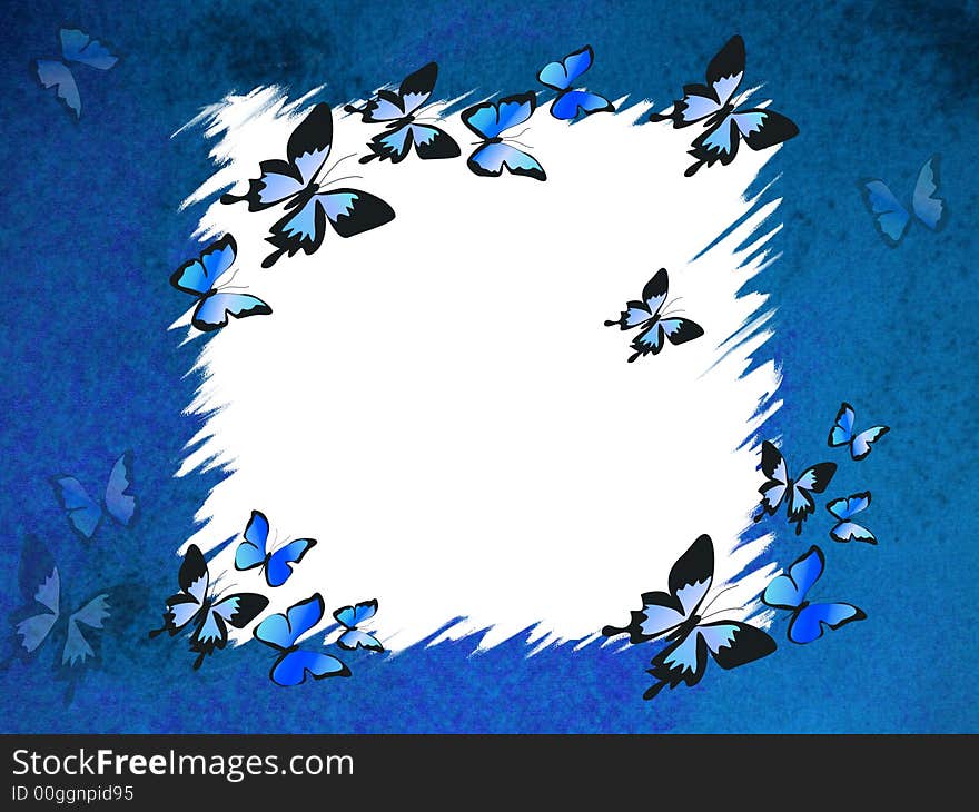 Blue border with butterflies