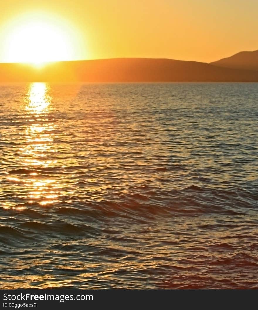 A sunset at Sterkfontein dam in South Africa. A sunset at Sterkfontein dam in South Africa