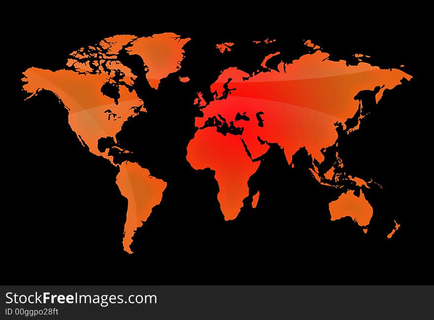 Red map of the world, abstract