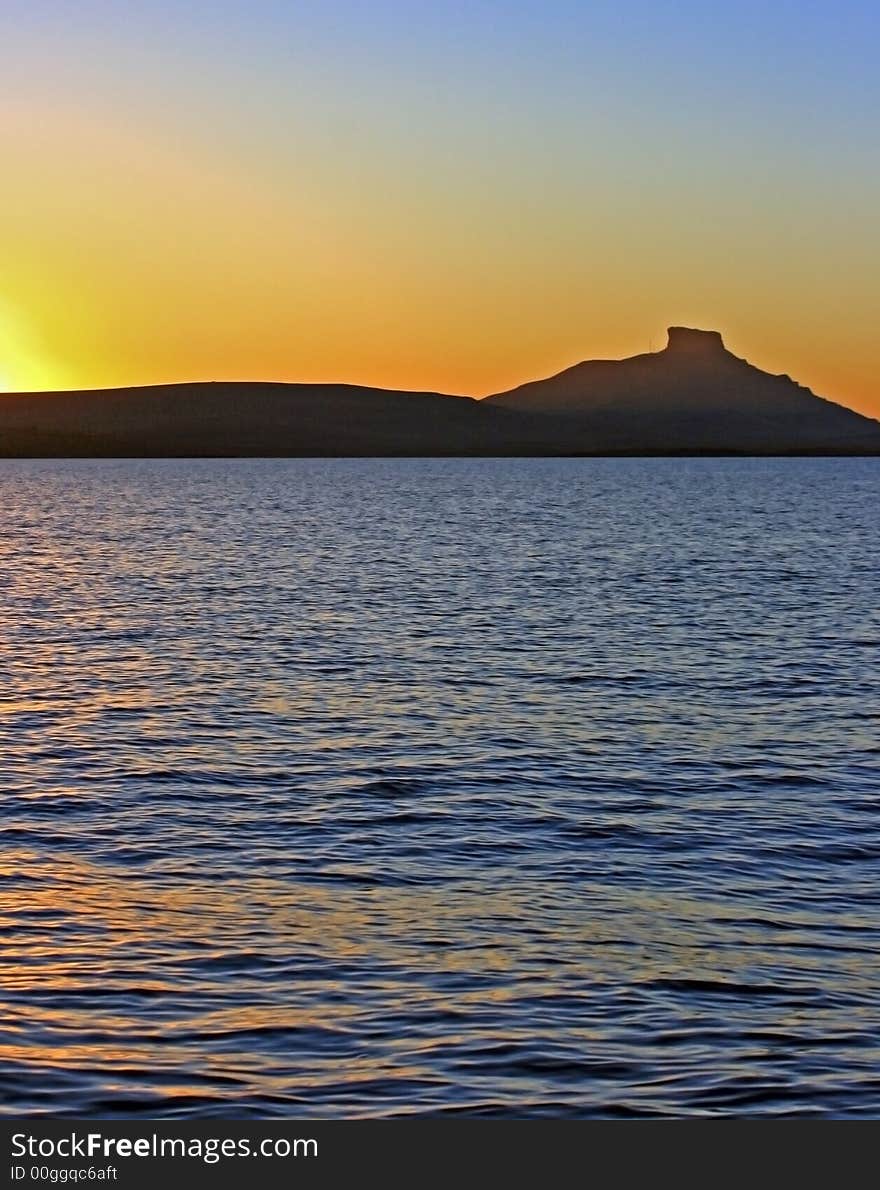 A sunset at Sterkfontein dam in South Africa. A sunset at Sterkfontein dam in South Africa