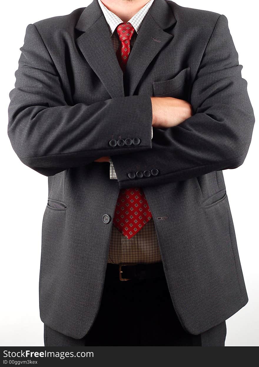 Businessman in black suit and red tie