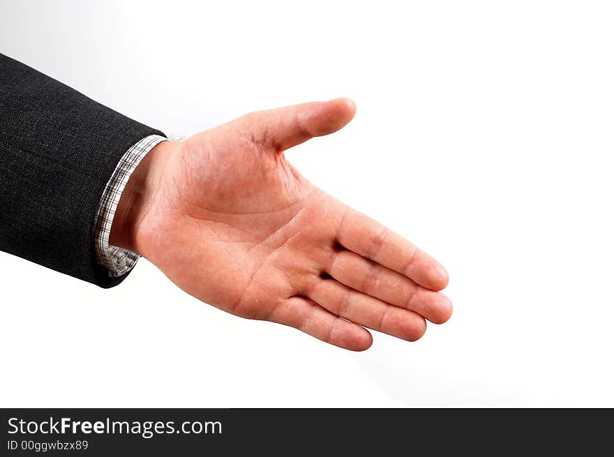 Close-up of male hand on white background. Close-up of male hand on white background