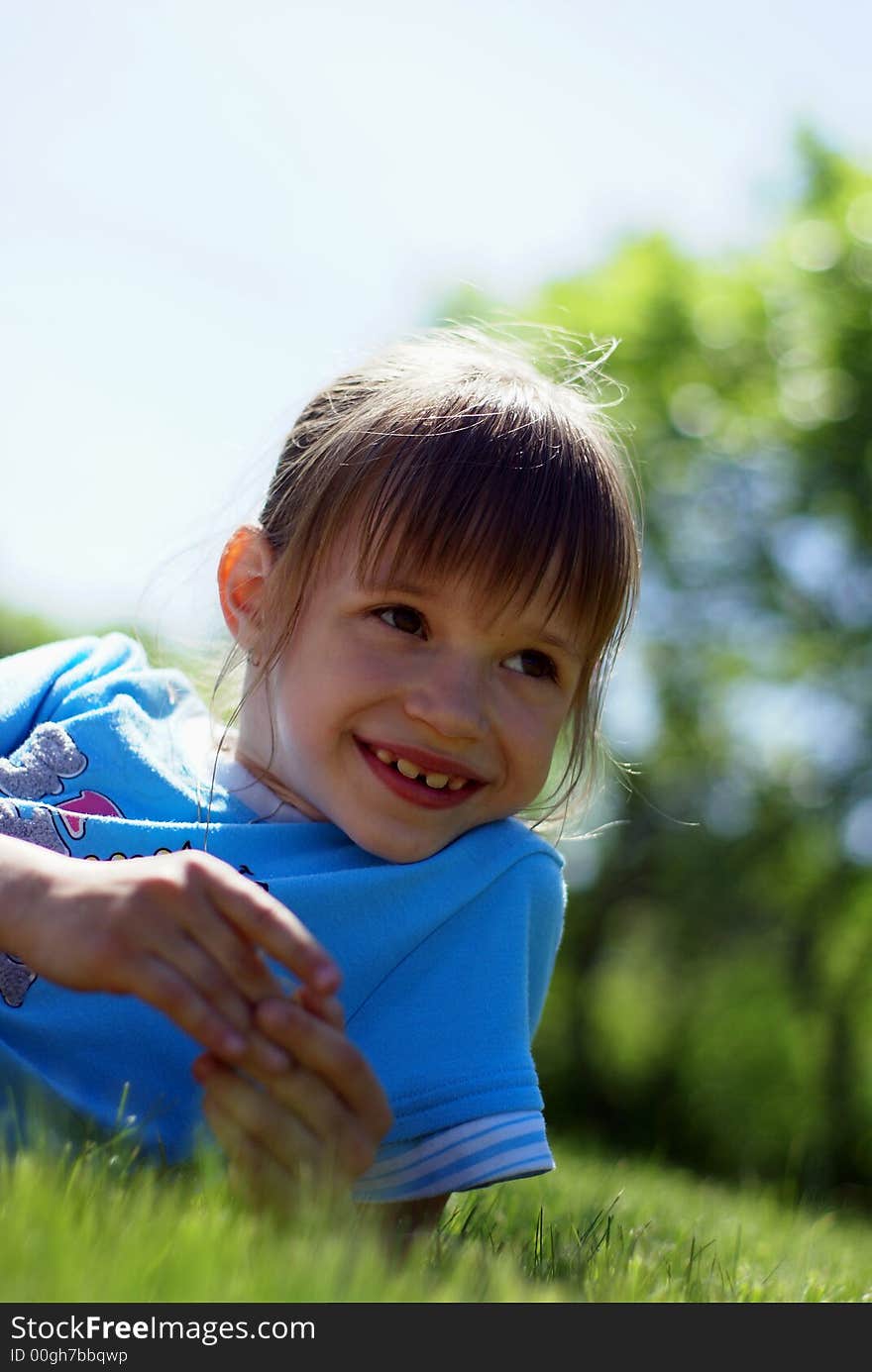 Outdoor Portrait Of Small Girl