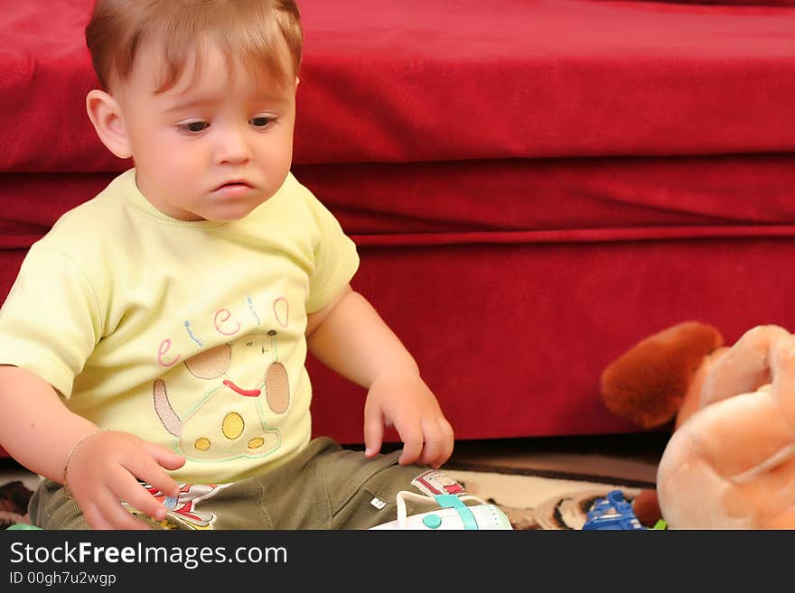 Expressive blond baby boy amazed. Expressive blond baby boy amazed