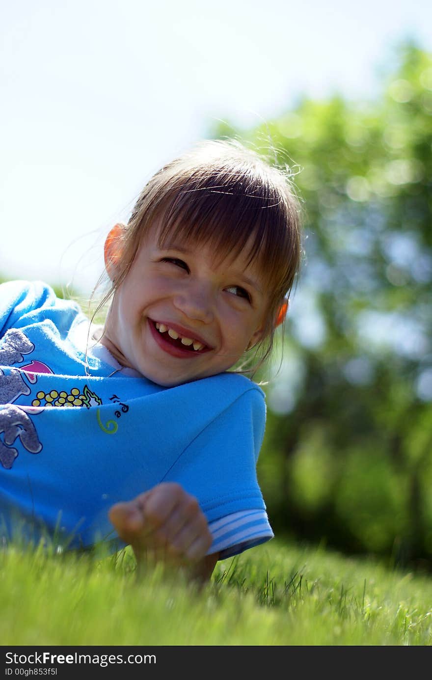 Outdoor Portrait Of Small Girl