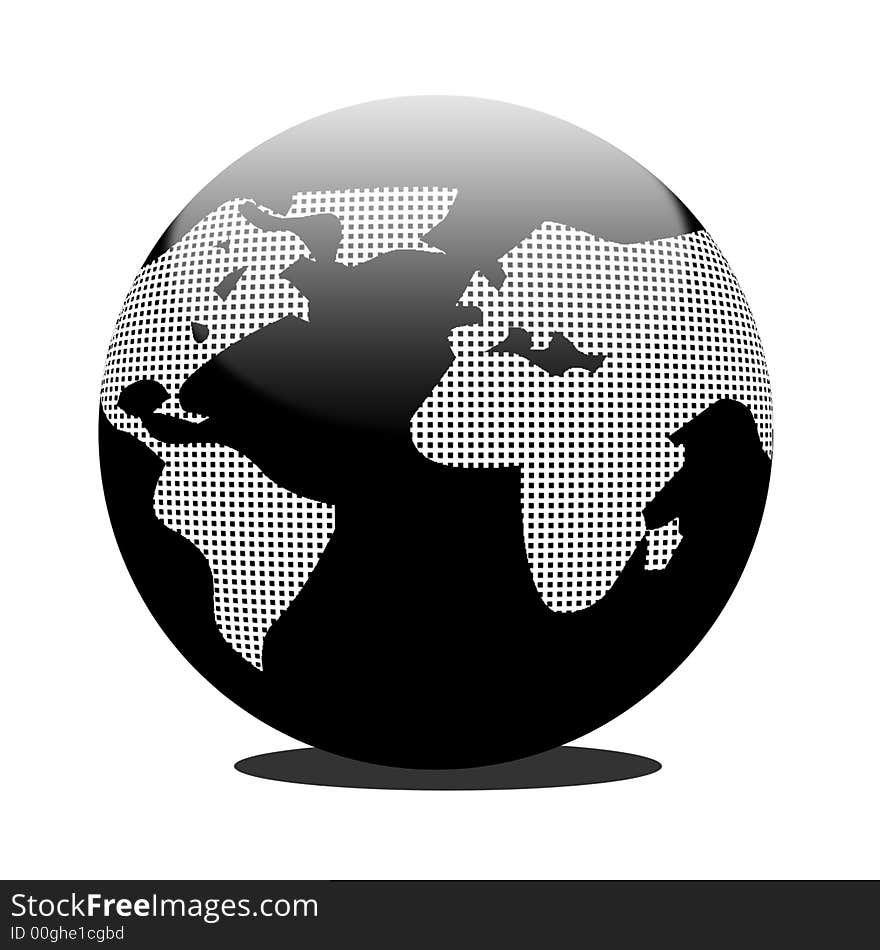 Black and white illustration of the world. Black and white illustration of the world