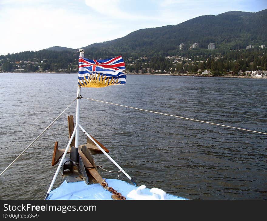 British columbian flag on a boat. British columbian flag on a boat