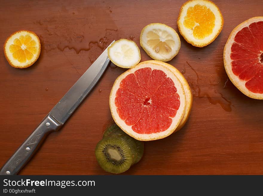 An image of cut slices of fruits. An image of cut slices of fruits