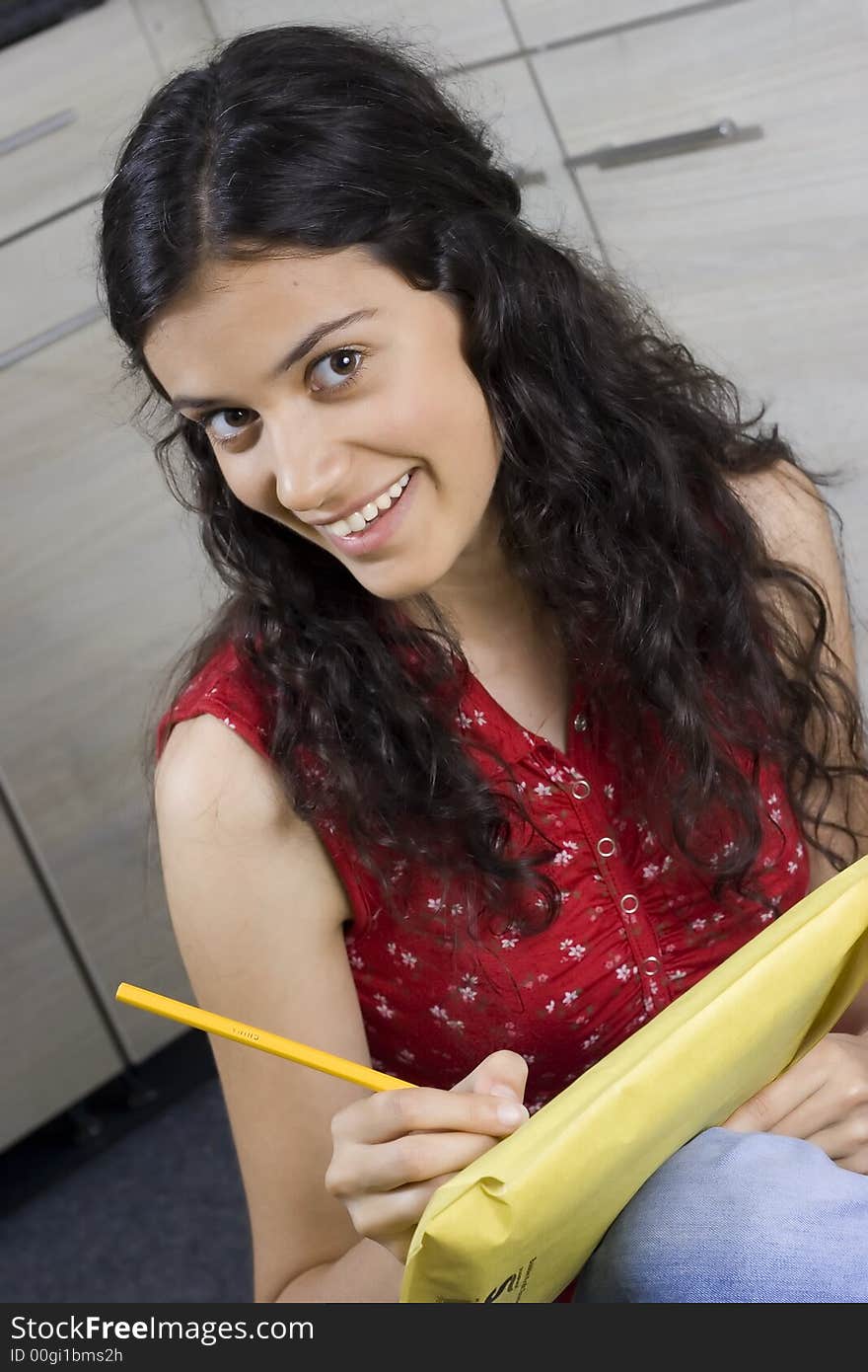 Girl with envelope in her hands. Girl with envelope in her hands