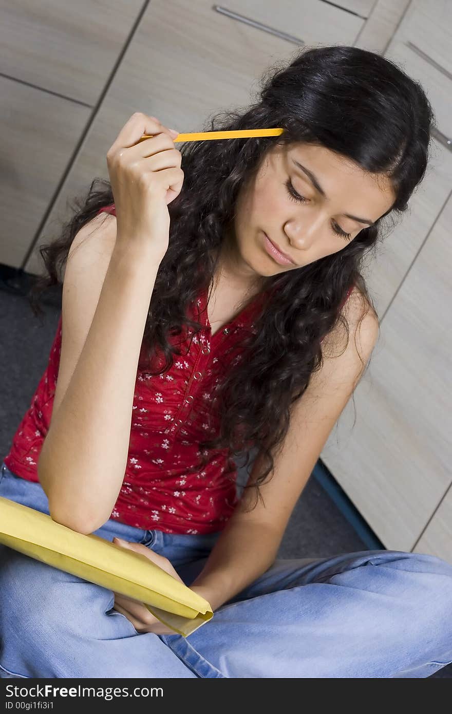 Girl with envelope in her hands. Girl with envelope in her hands