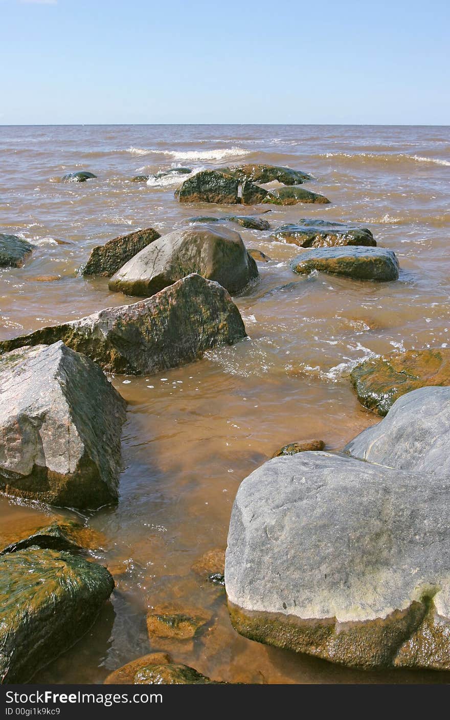 Stony beach (Baltic sea coast, Latvia). Stony beach (Baltic sea coast, Latvia)