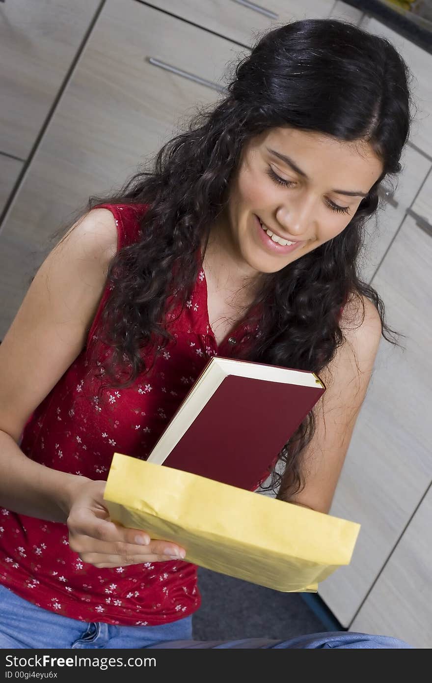 Girl with envelope in her hands. Girl with envelope in her hands