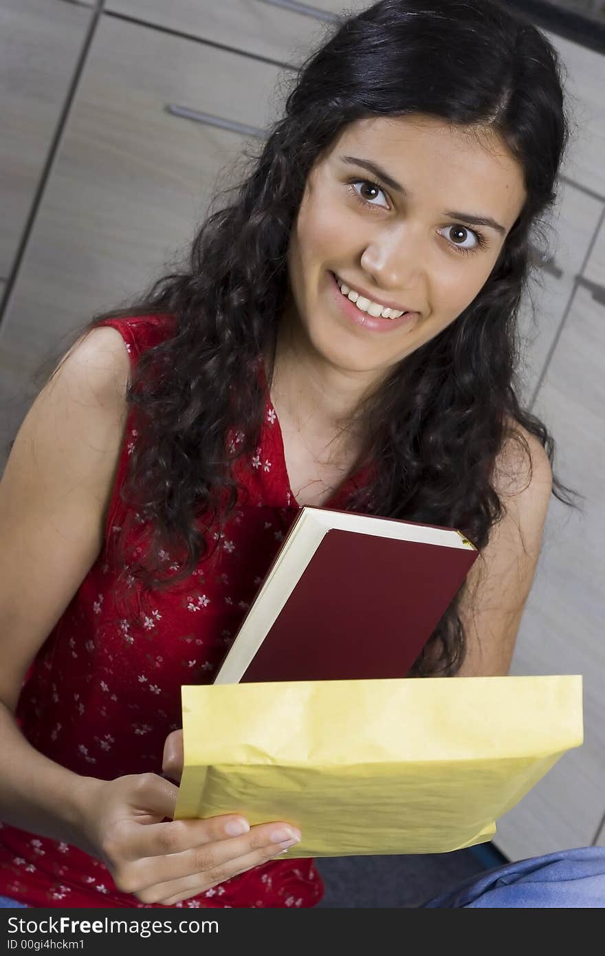 Girl with envelope in her hands. Girl with envelope in her hands