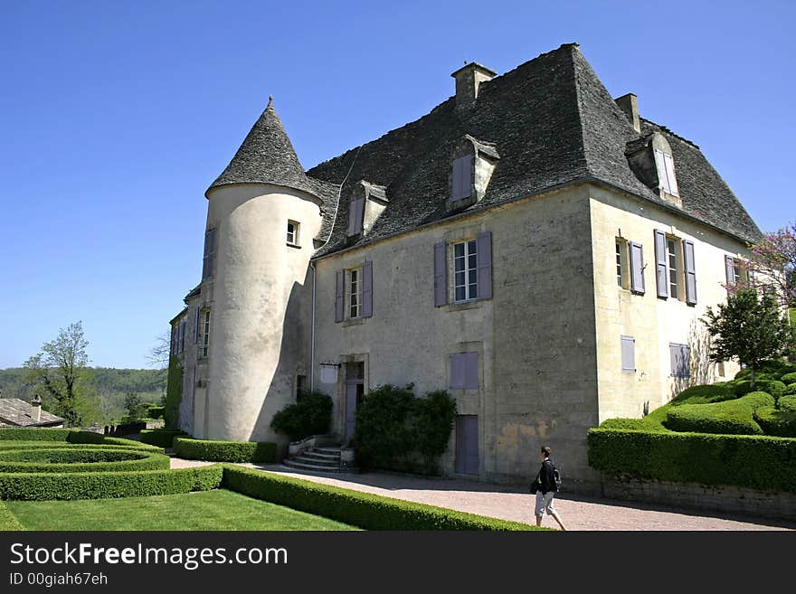 Traditional old house in landscaped gardens, marqueyssac, france. Traditional old house in landscaped gardens, marqueyssac, france