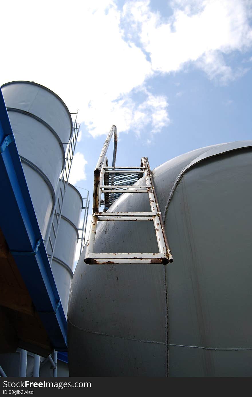 Ladders on the sand tank. Ladders on the sand tank