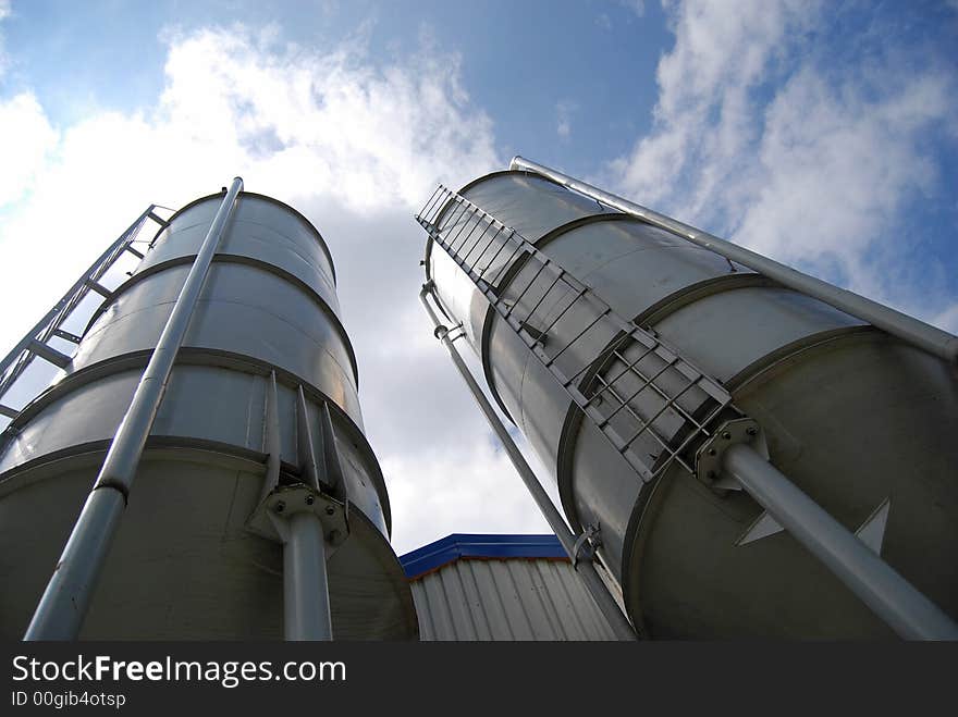 Sand containers in a factory. Sand containers in a factory