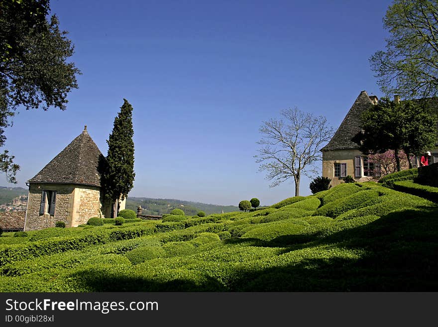 Traditional old house in landscaped gardens, marqueyssac, france