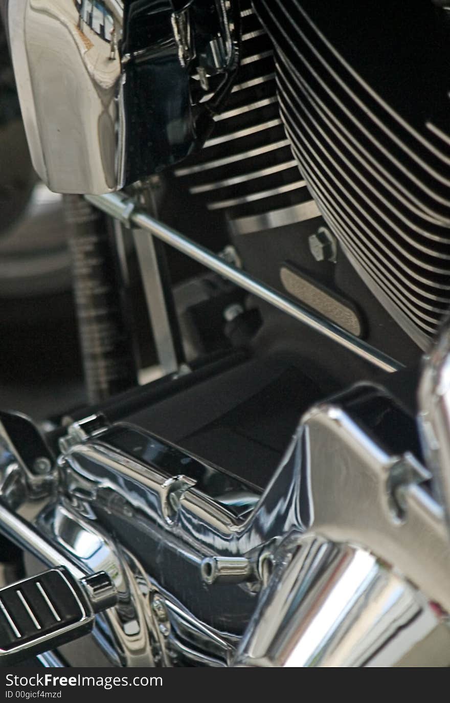 Motorcycle Engine - Polished metal shines in an abstract design