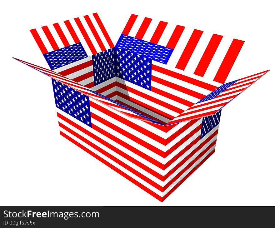 Carboard box with USA Flag. Carboard box with USA Flag