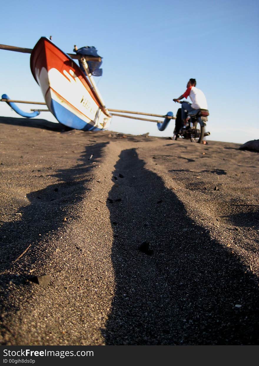 A man on motorcyle looking for landscape. A man on motorcyle looking for landscape