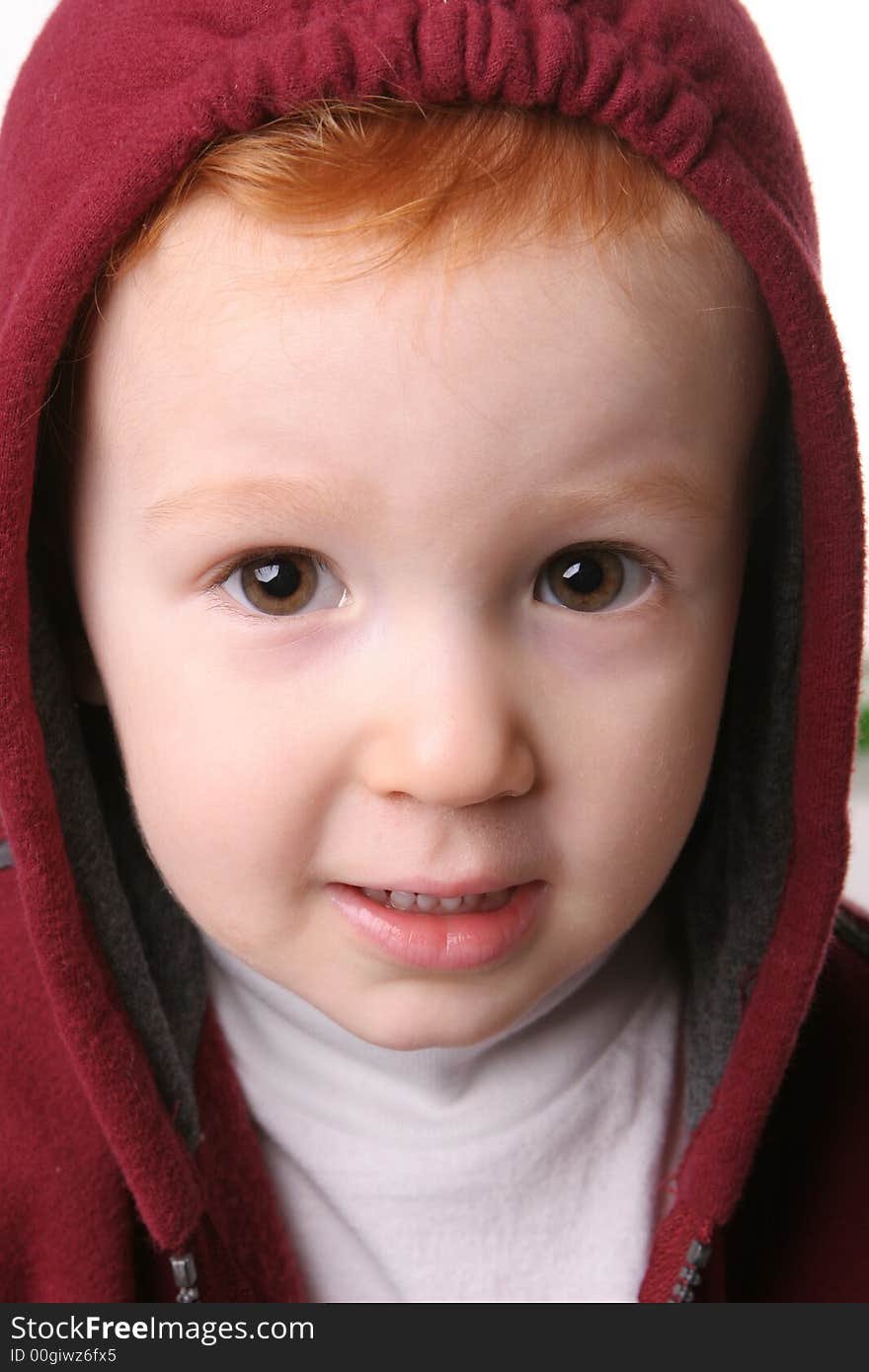 Closeup hooded redhead