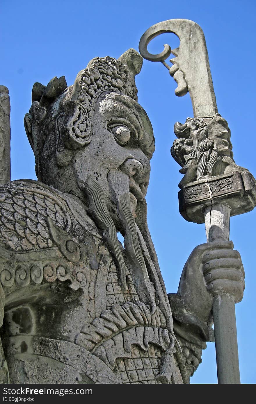 Close up of a stone statue in Wat Pho, Bangkok