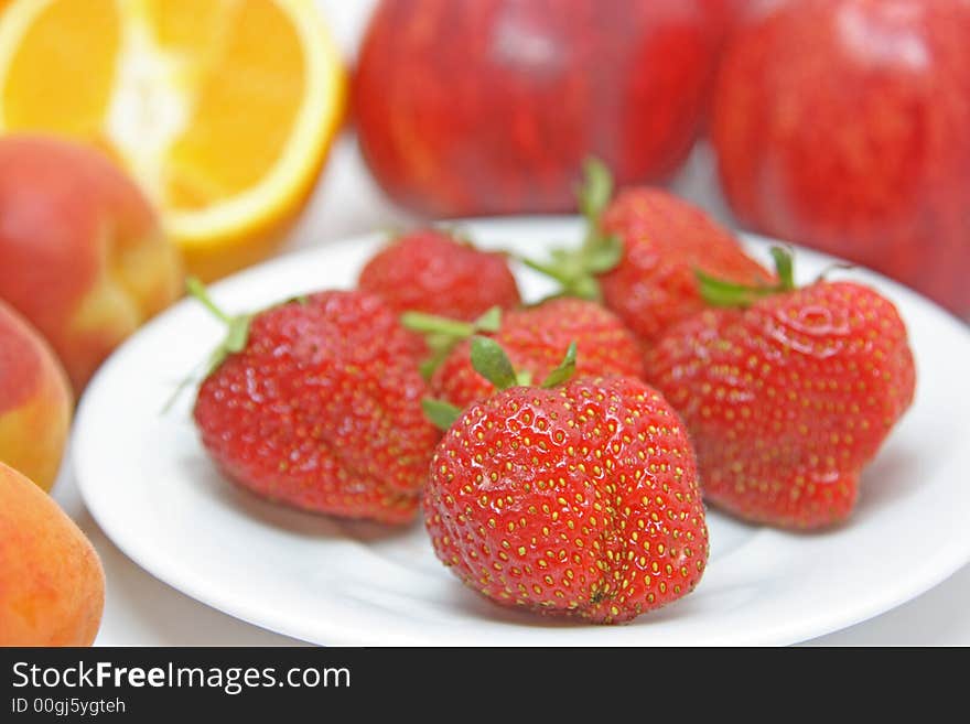 Fruits on a white background