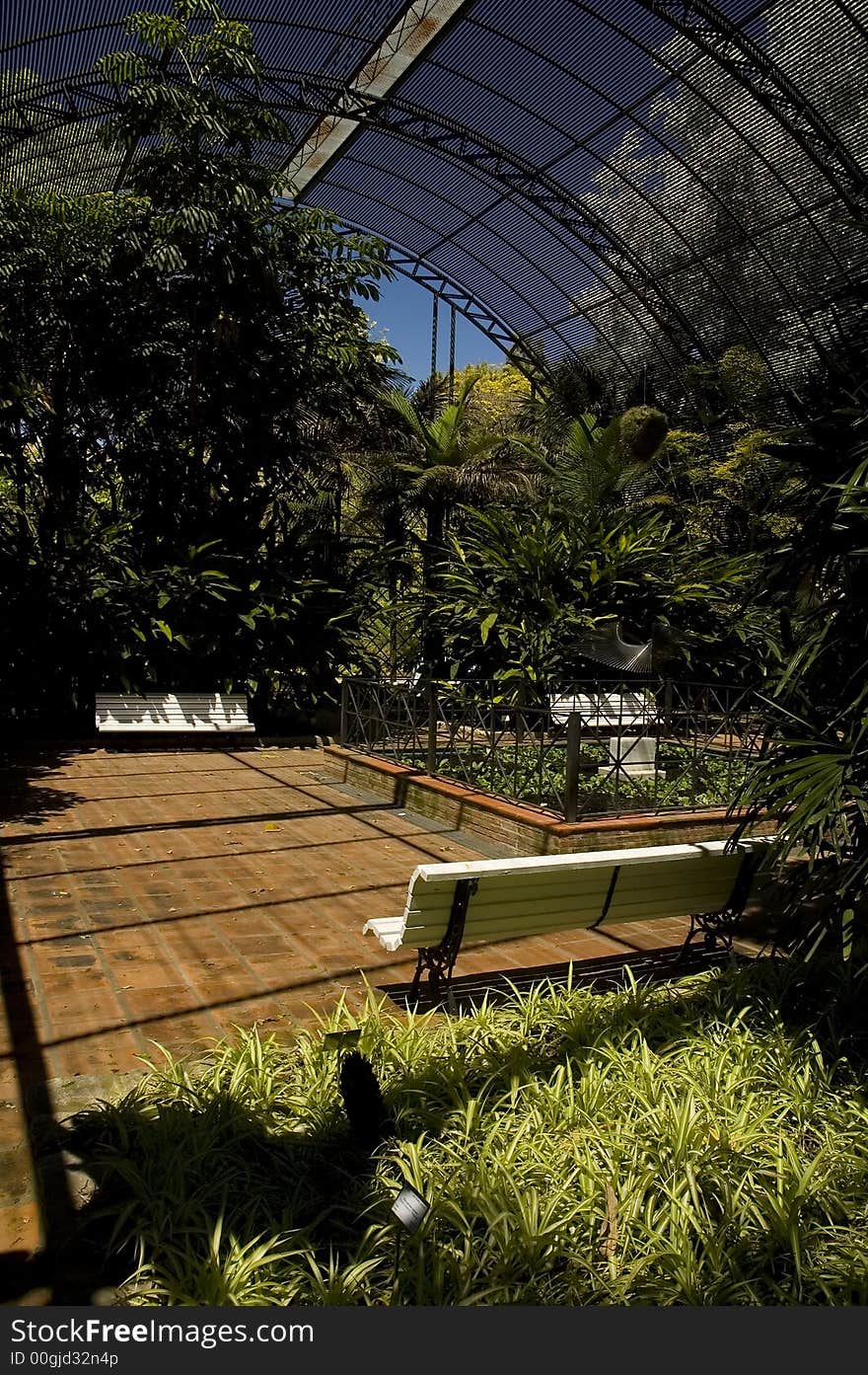 Two benches in the botanical garden in Valencia