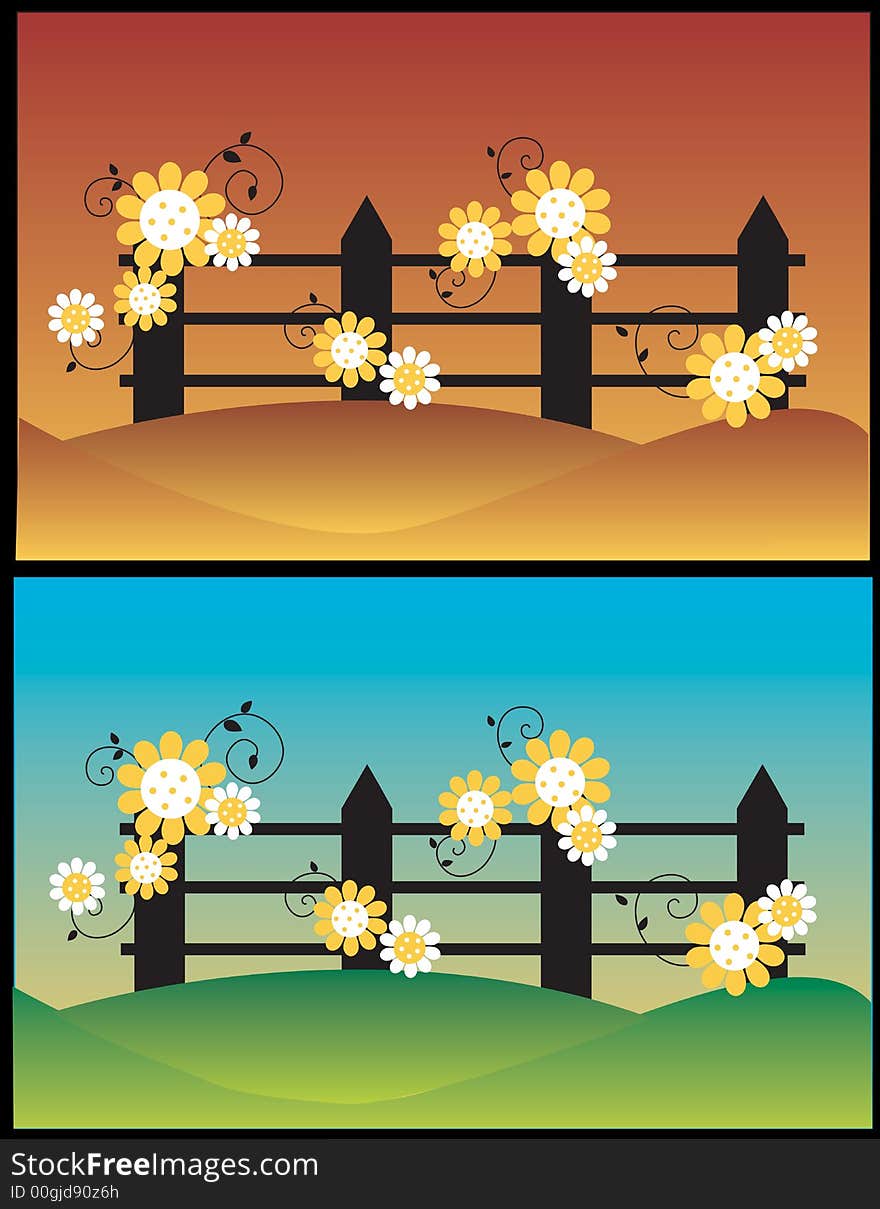 Colorful flower fence. EPS format available. Colorful flower fence. EPS format available