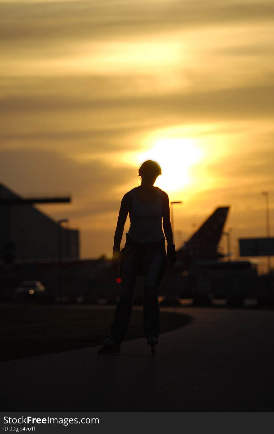 Woman on roller blades