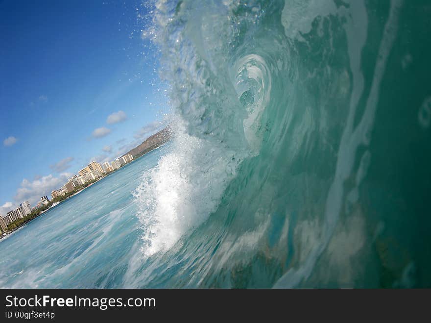 Barreling wave in Hawaii