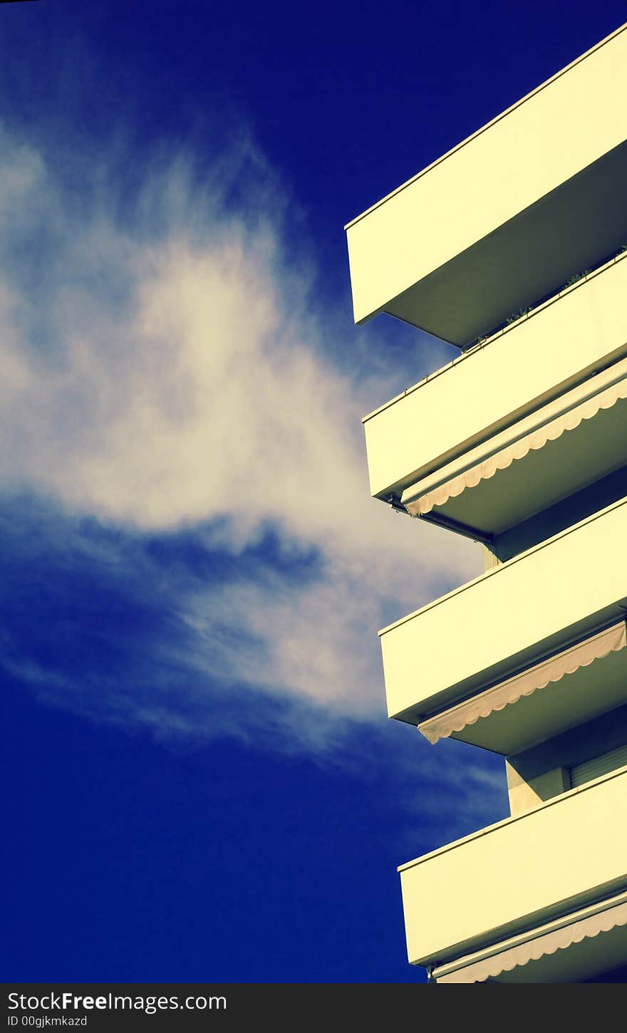 A repetition of balcony on a very blue saturated sky. A repetition of balcony on a very blue saturated sky.