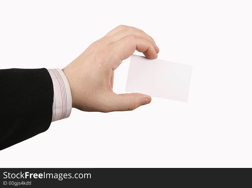 Holding businesscard with white background. Holding businesscard with white background