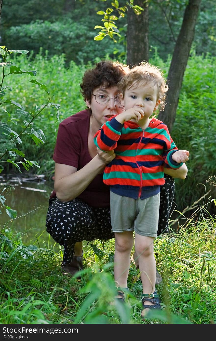 Mother And Child On A Glade