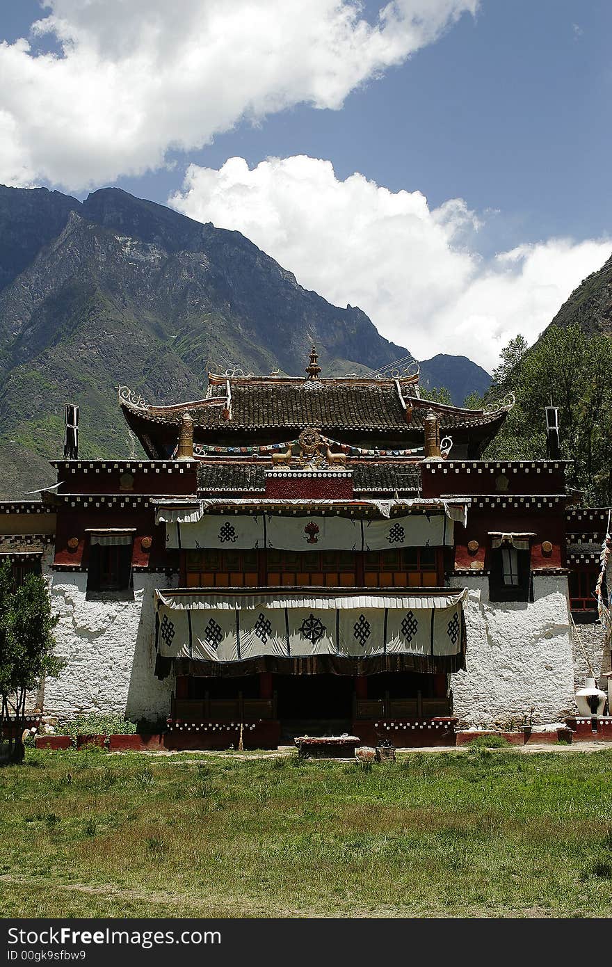 Buddhism style house in Tibet. Buddhism style house in Tibet