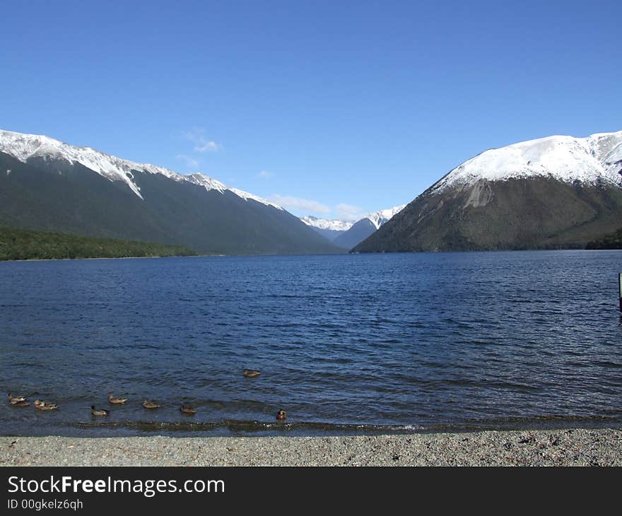 View of Lake Rotoiti, New Zealand  from Kerr Bay in late Autumn. View of Lake Rotoiti, New Zealand  from Kerr Bay in late Autumn.