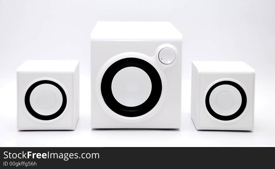 Three white speaker