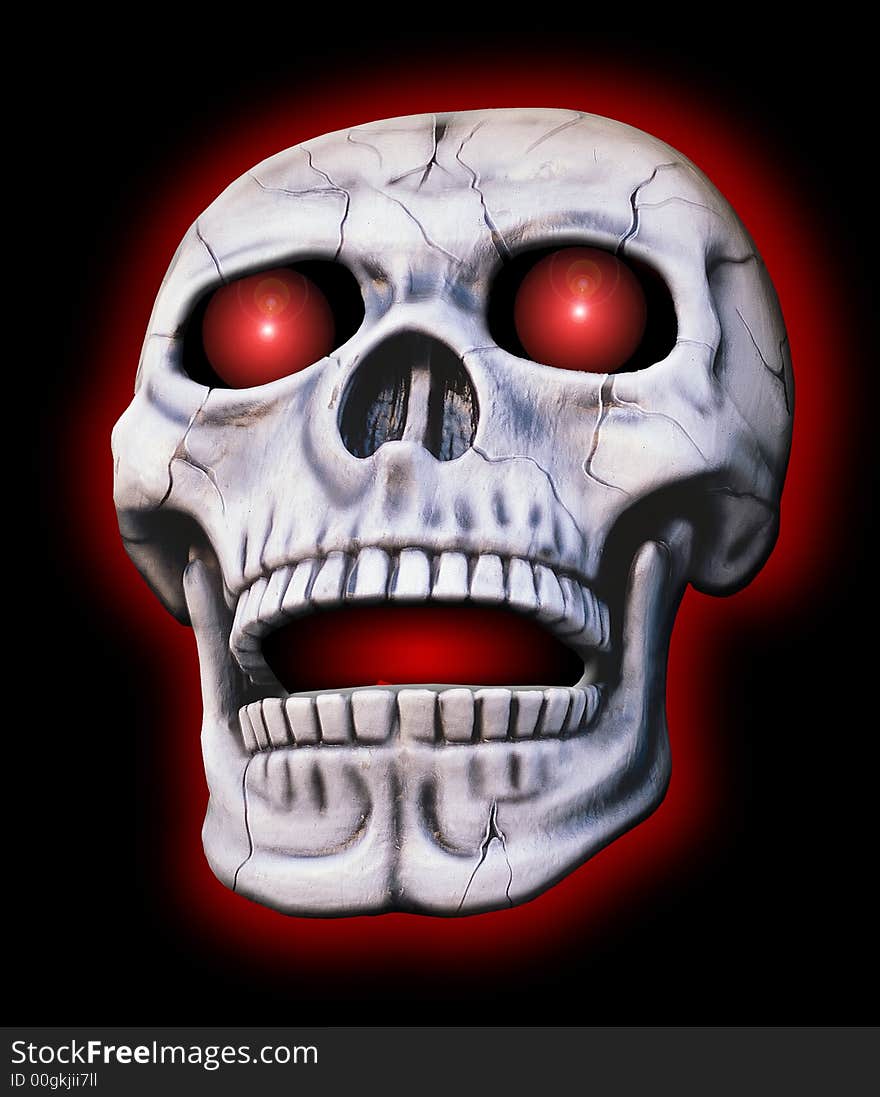 A eery red glowing Skull