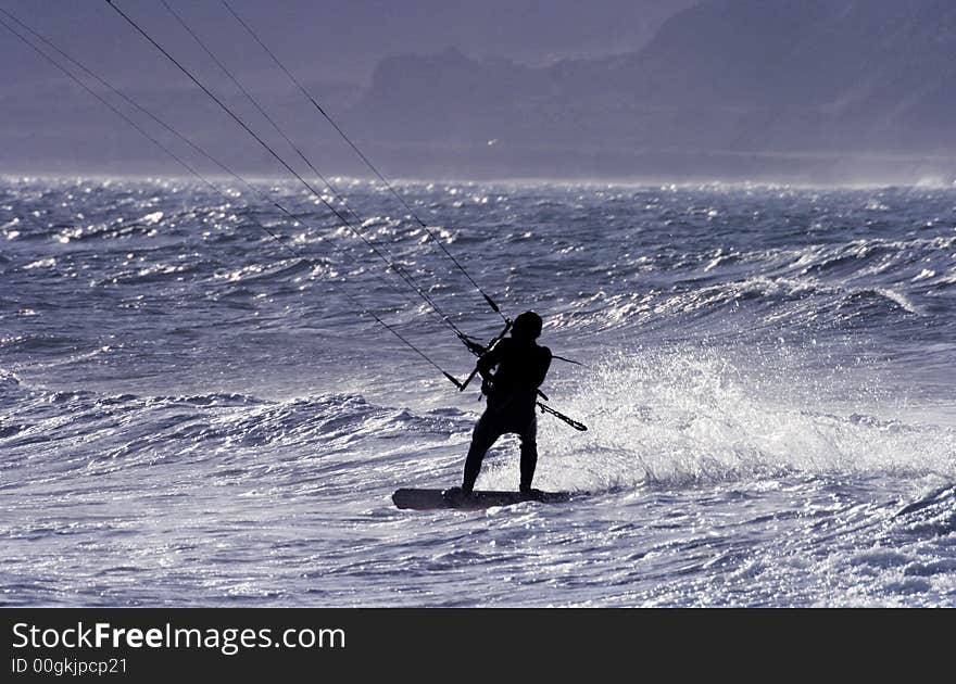 A kitesailor at andalusias coast. A kitesailor at andalusias coast