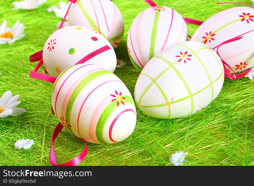 Easter traditional - A close-up of colorful easter eggs. Easter traditional - A close-up of colorful easter eggs