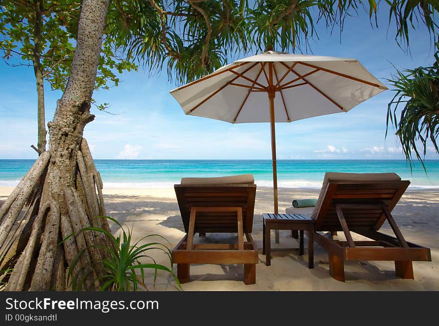 View of nice exotic tropic beach early in the morning. View of nice exotic tropic beach early in the morning