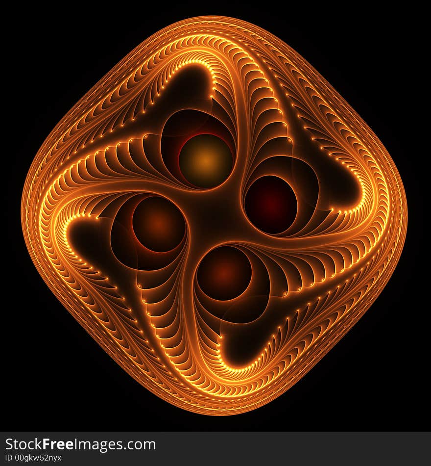 A glowing fractal texture on black background. A glowing fractal texture on black background