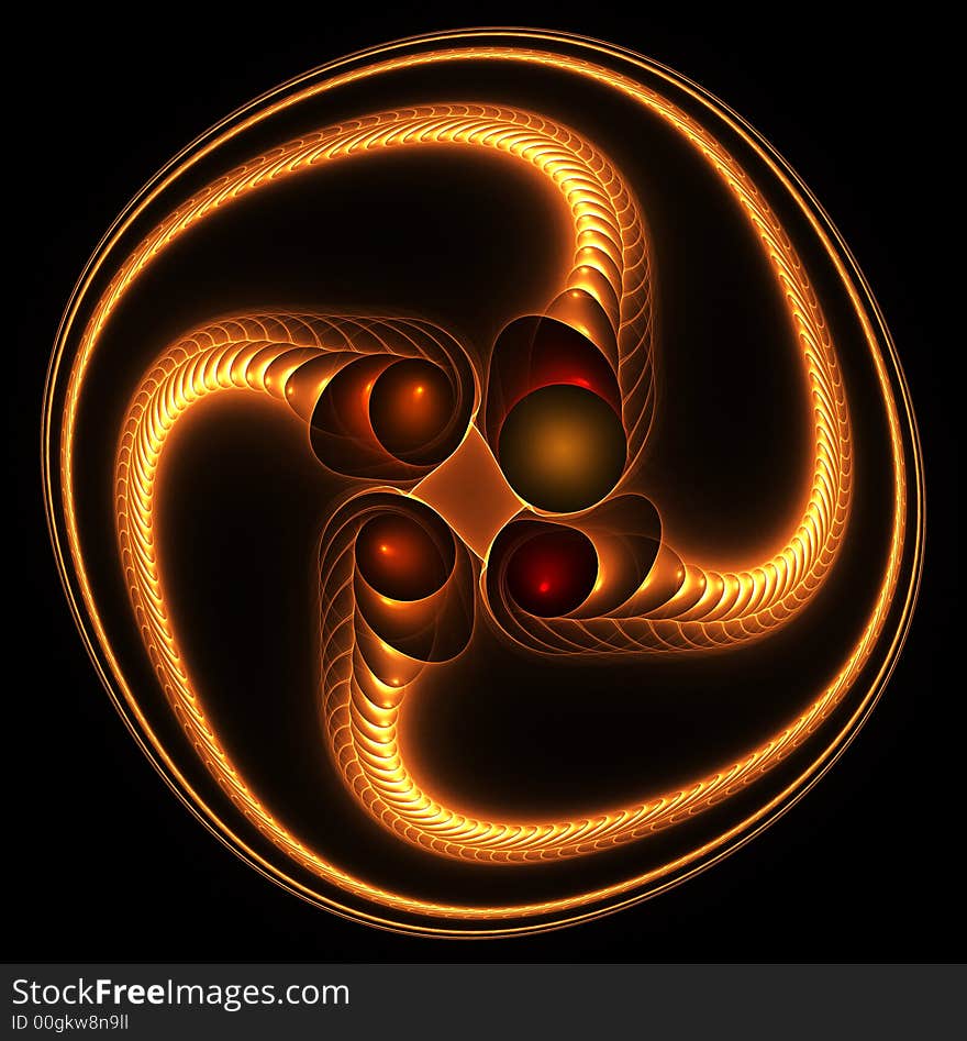 A glowing fractal texture on black background. A glowing fractal texture on black background