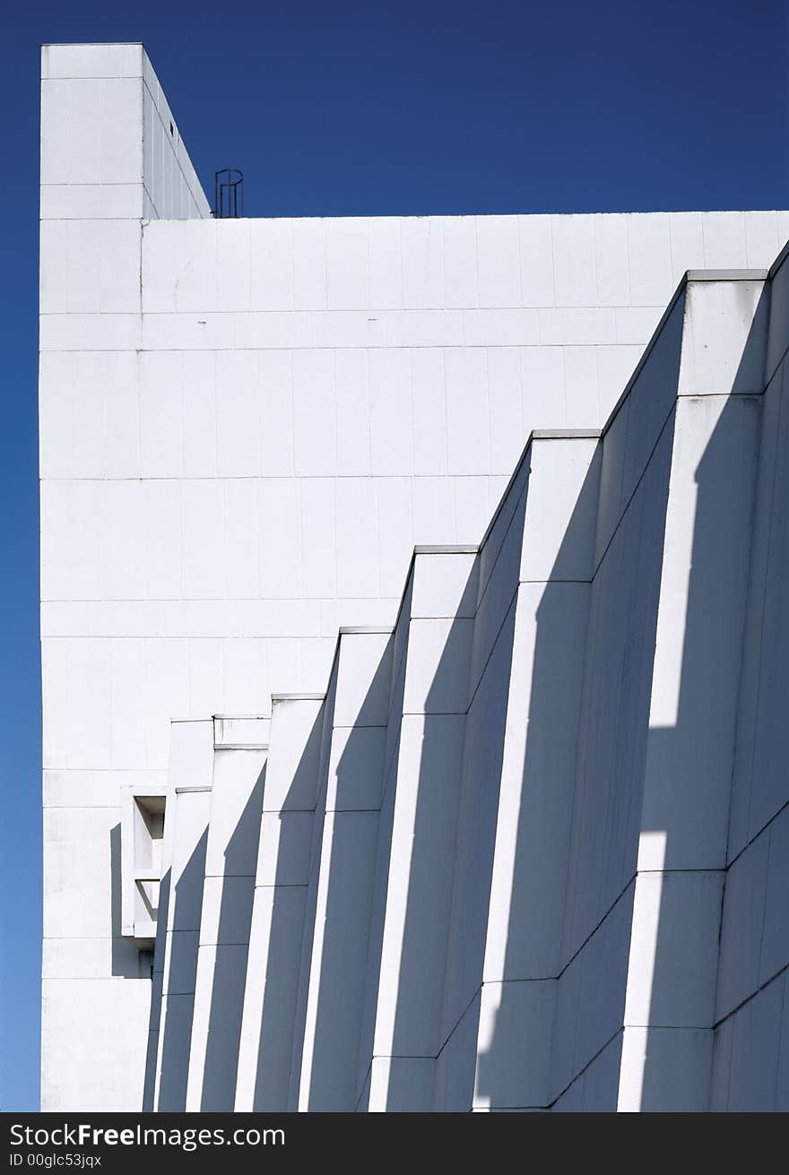 Peculiar graphical detail of a white building