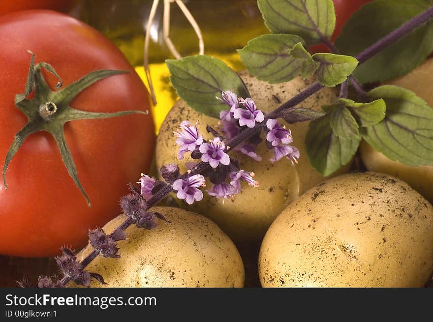 Cut fresh herbs and vegetables