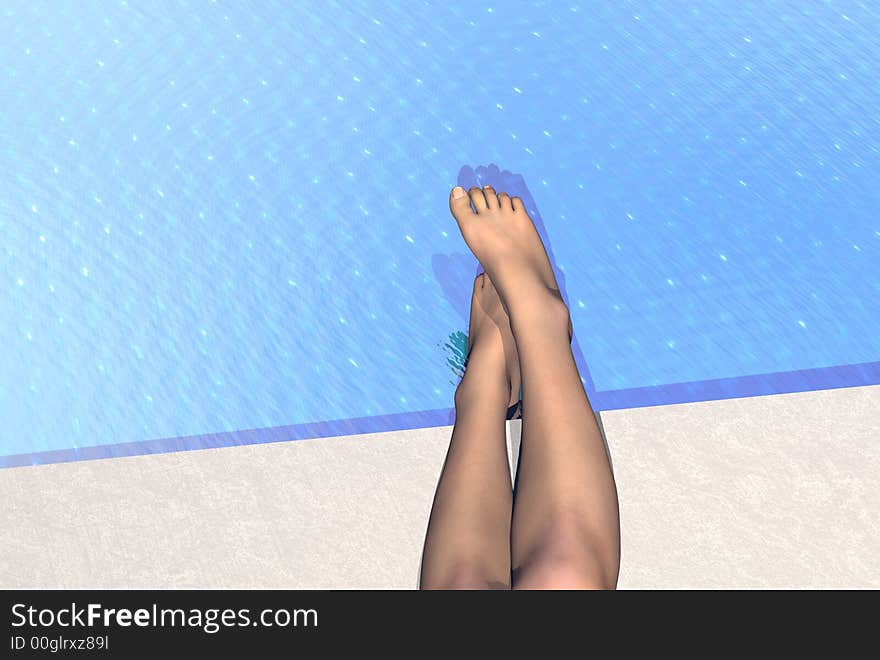 3D render of a womans at the pool