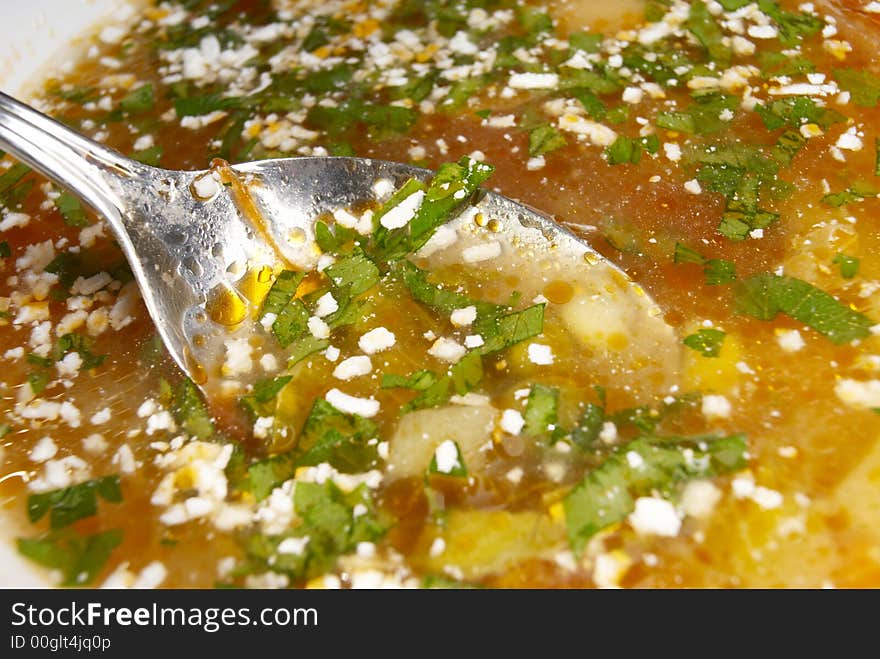 Fresh bowled vegetable minestrone soup