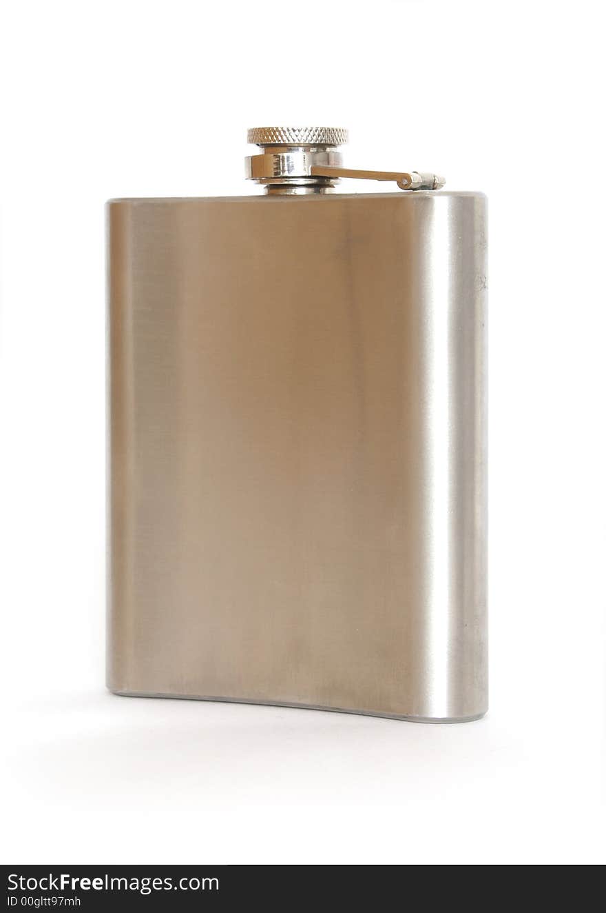 Aluminium flask isolated on white background