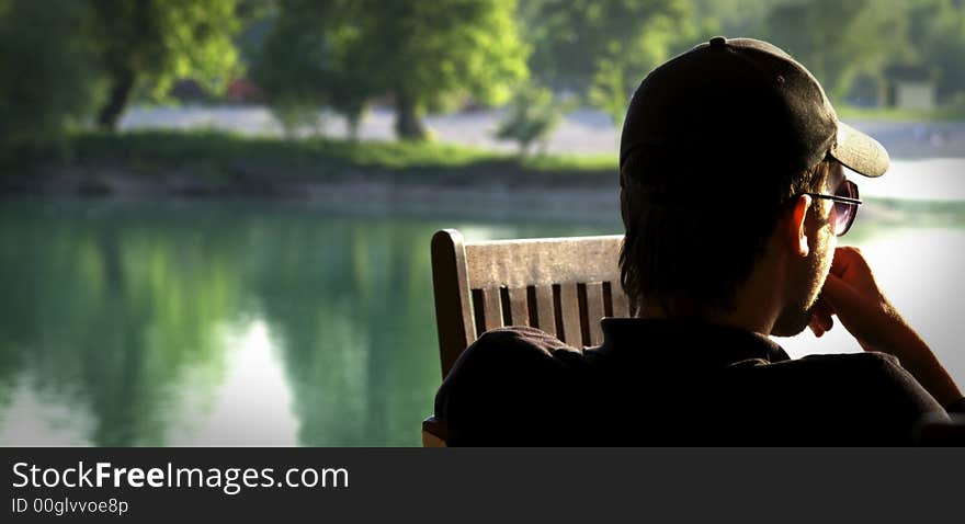 man looking at the sunshine